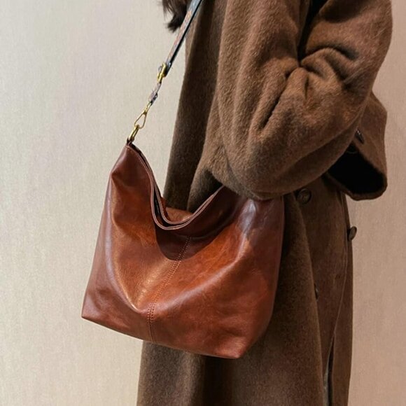 Hobo Bag for Women Crossbody Handbags Large Designer Ladies Bucket Purse PU Leat - Picture 5 of 8